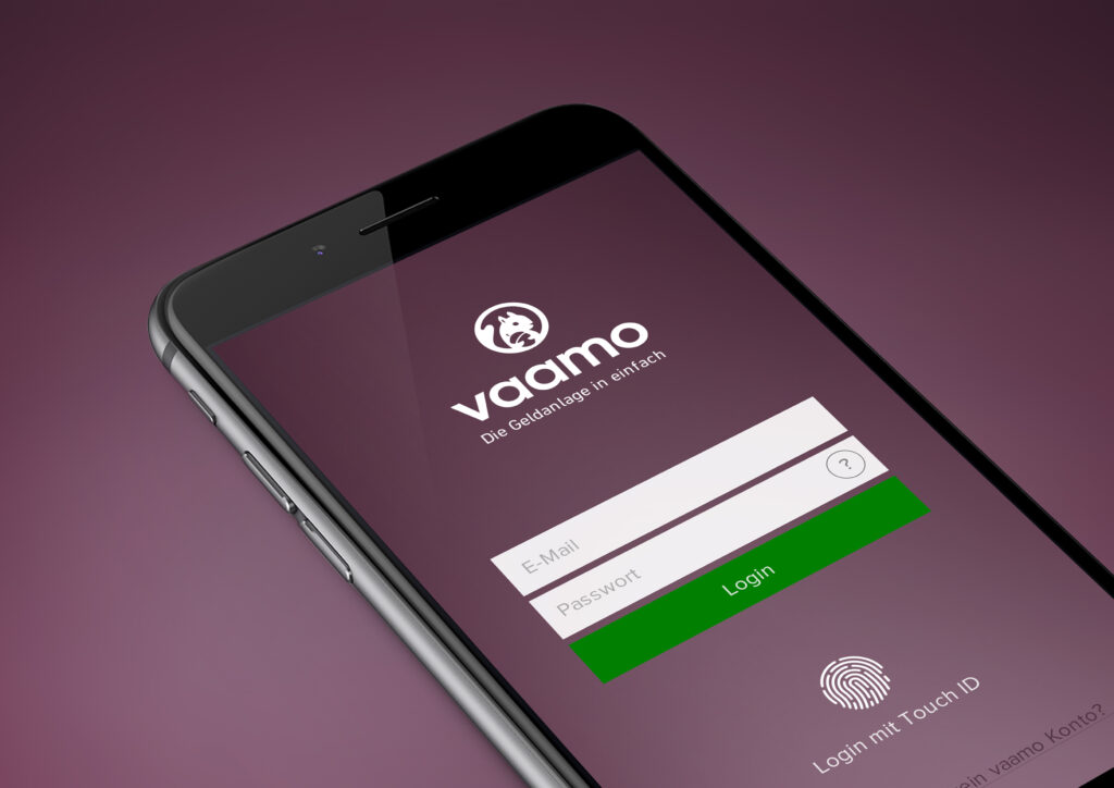 Appdesign/UX Design - Login für vaamo - Die Geldanlage ist einfach