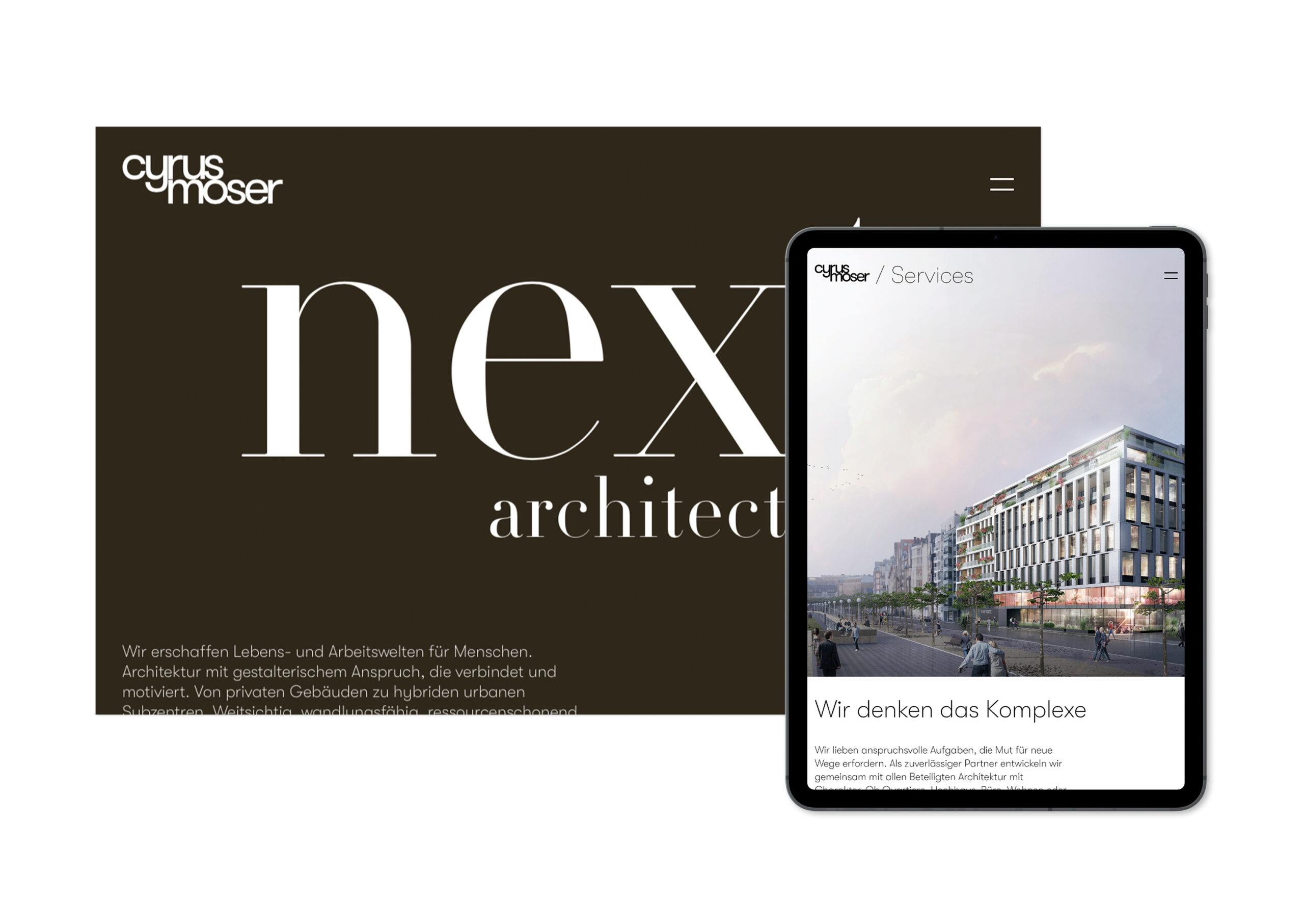 Webdesign Screendesign – IPad Tablet – cyrus moser Architekten