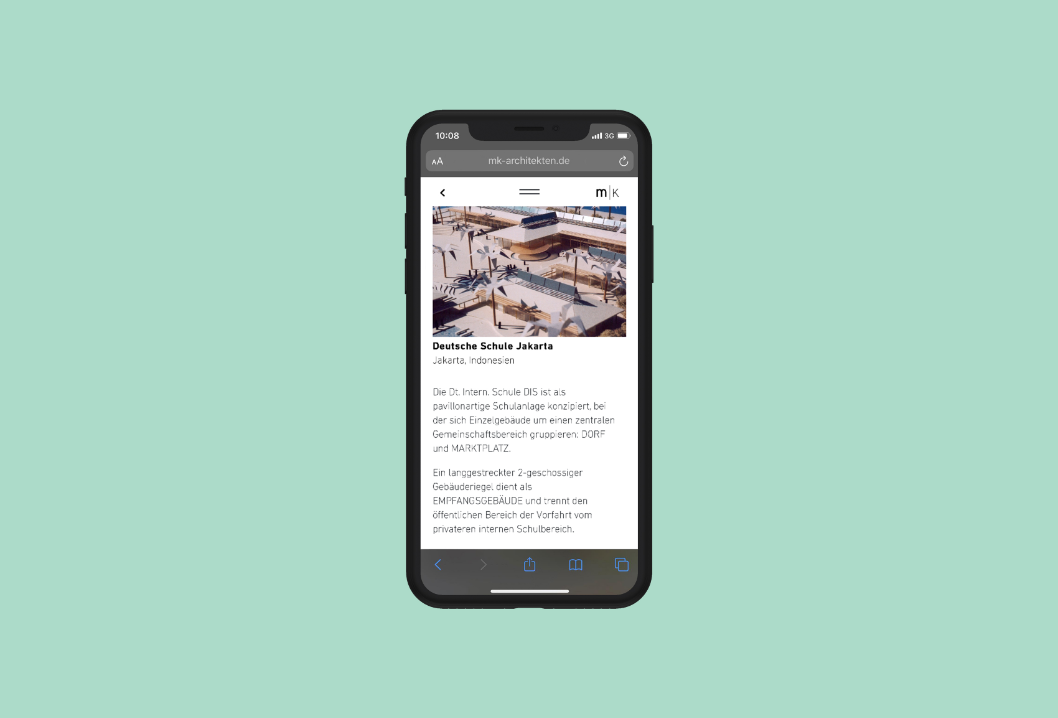 Menzel Kossowski Architekten Website – Mobile Screen Webdesign