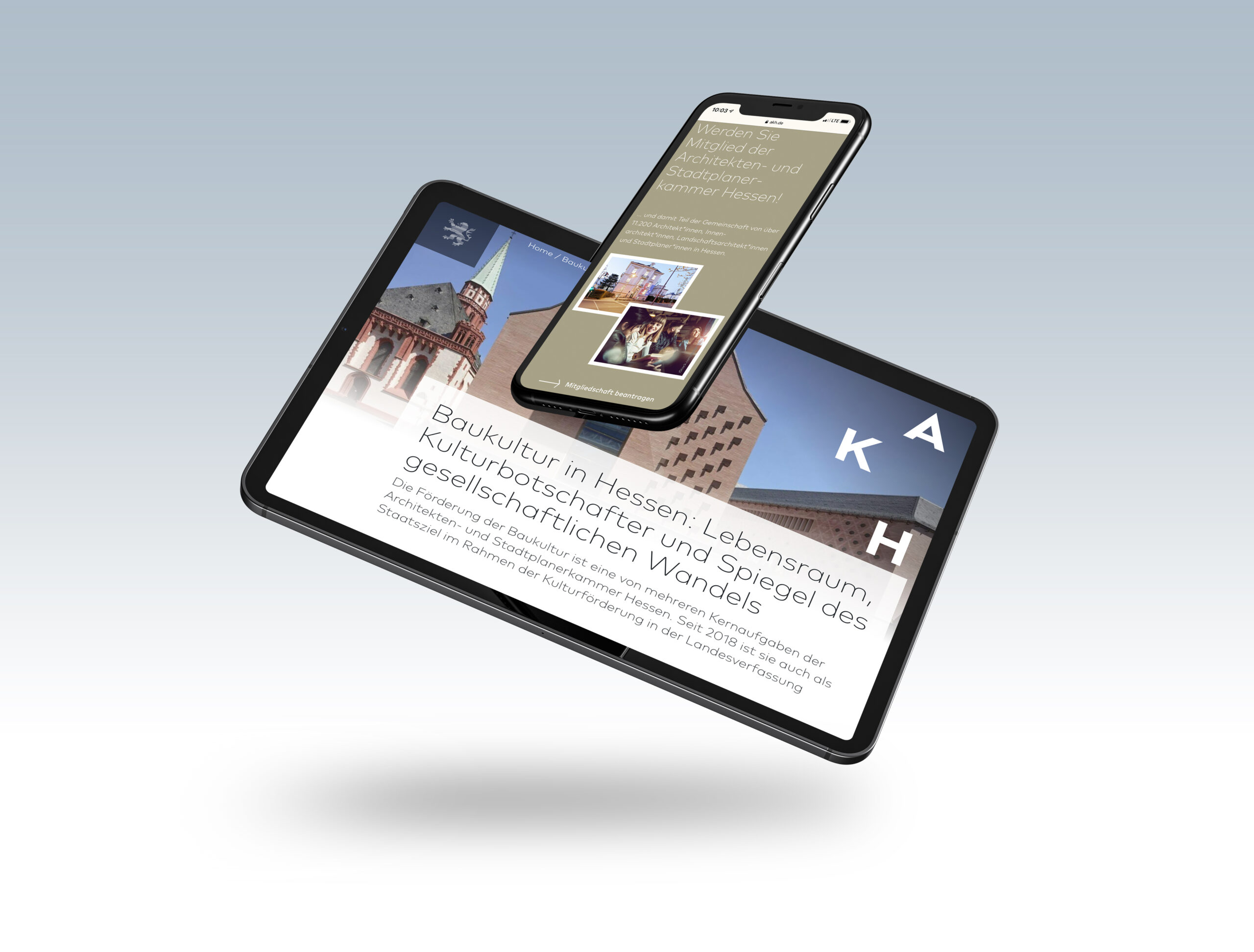 Webdesign Screendesign - Architekten- und Stadtplanerkammer Hessen AKH IPhone Mobile IPad Tablet