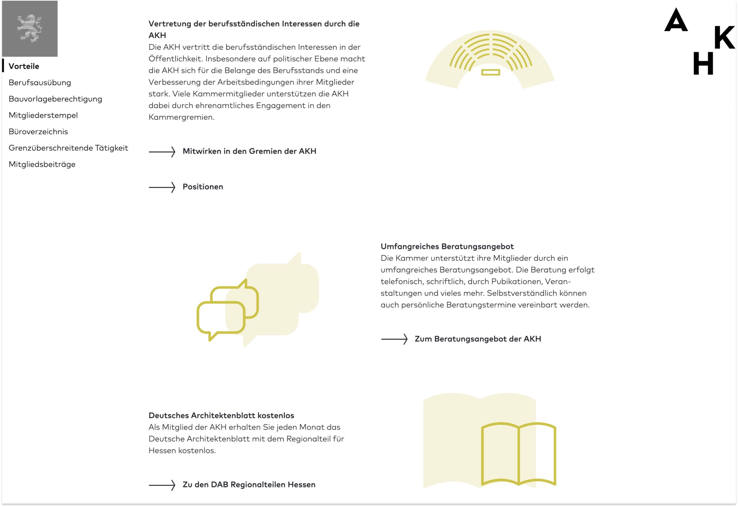Webdesign Screendesign - Architekten- und Stadtplanerkammer Hessen AKH Screen Mobile