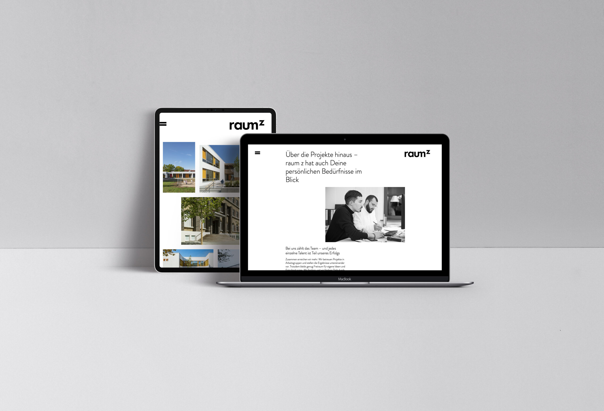 Webdesign Screendesign - raum z Architektur Corporate Design Ipad Macbook