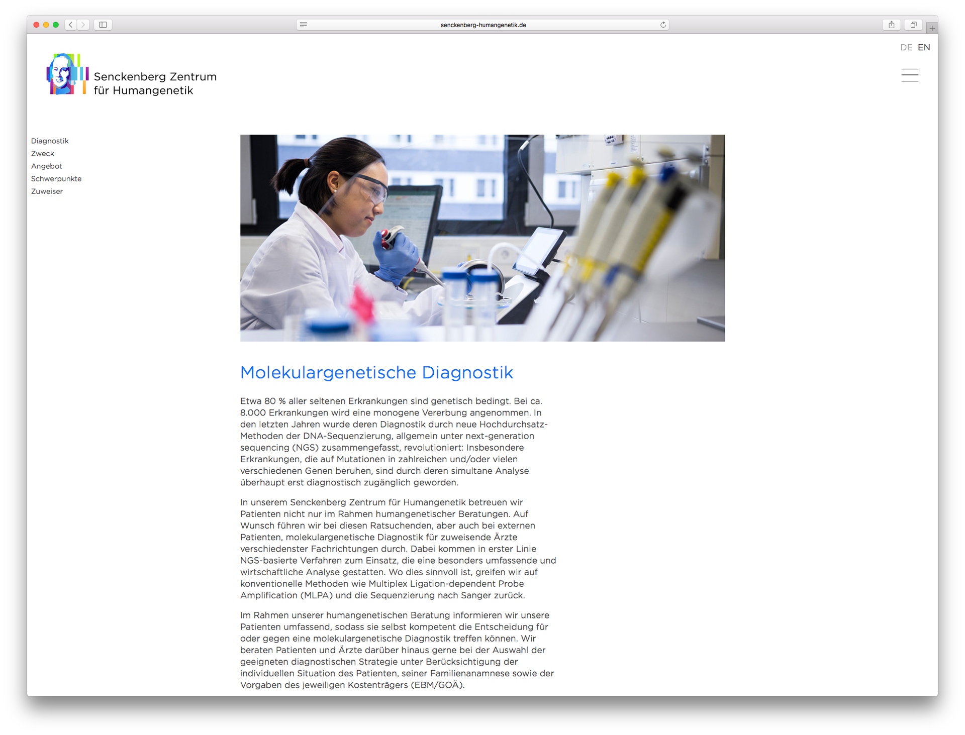 Webdesign - Senckenberg Zentrum für Humangenetik