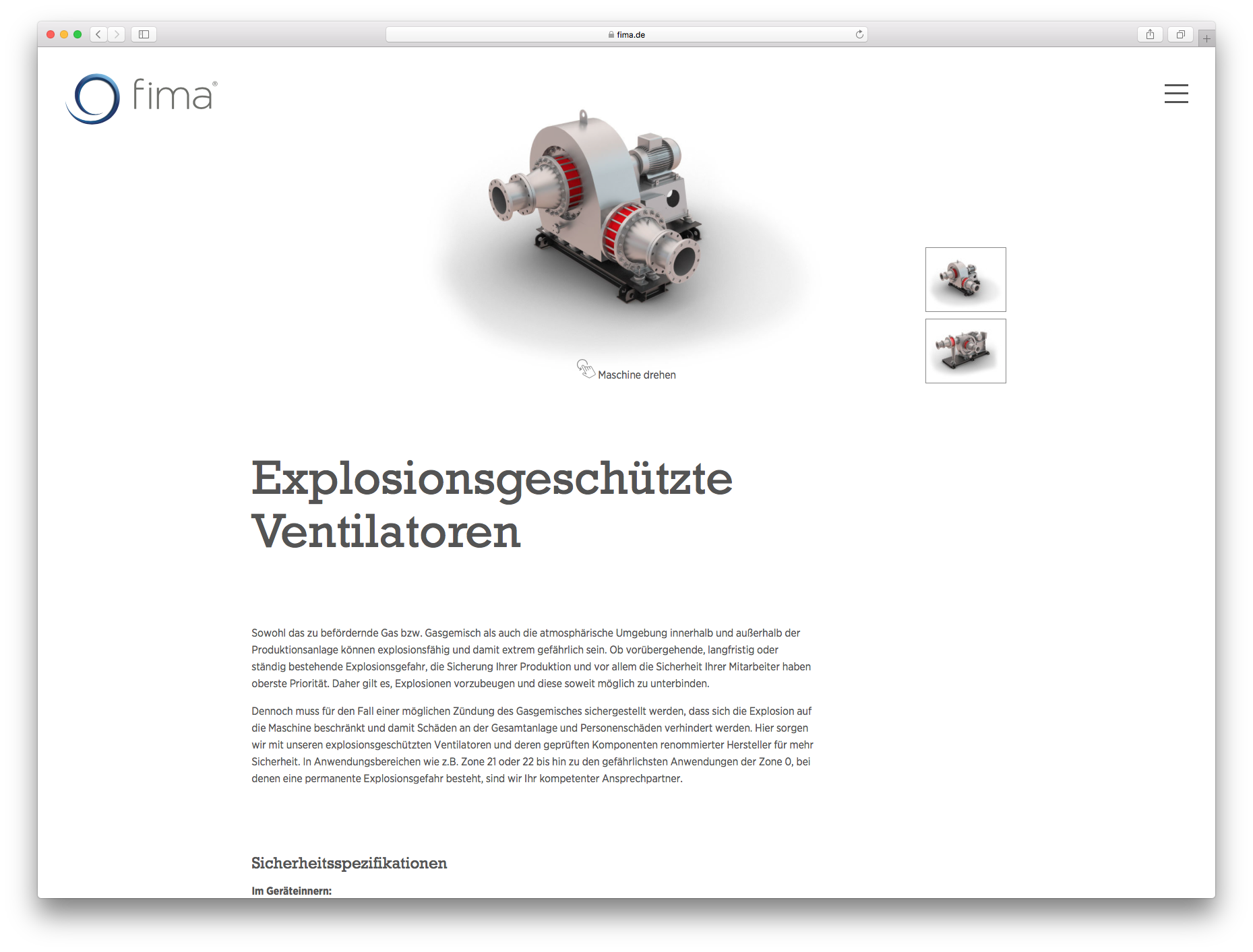 Webdesign - FIMA Maschinenbau GmbH