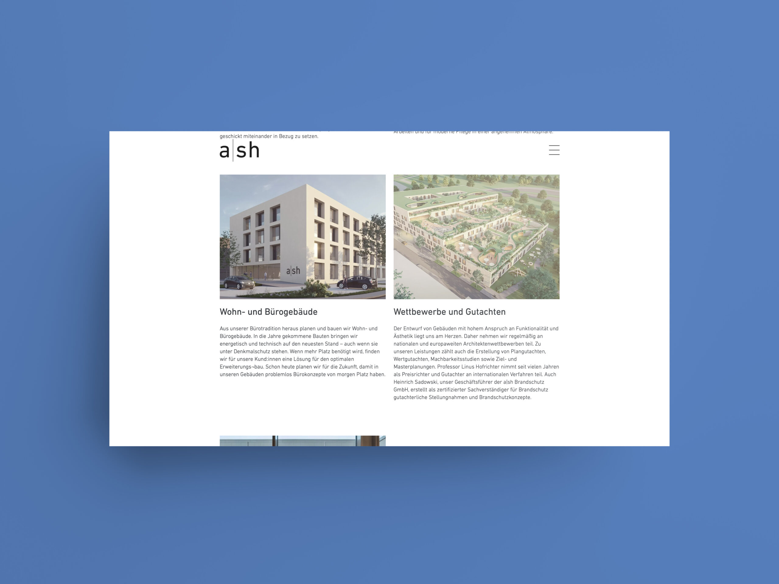 Webdesign - Sander Hofrichter Architekten (a|sh)