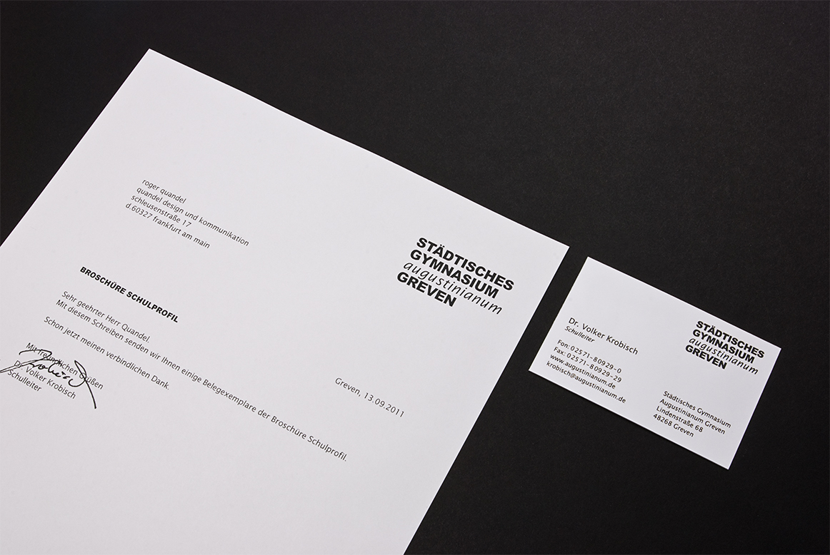 Corporate Design (Visitenkarte und Briefpapier) - Gymnasium Augustinianum Greven