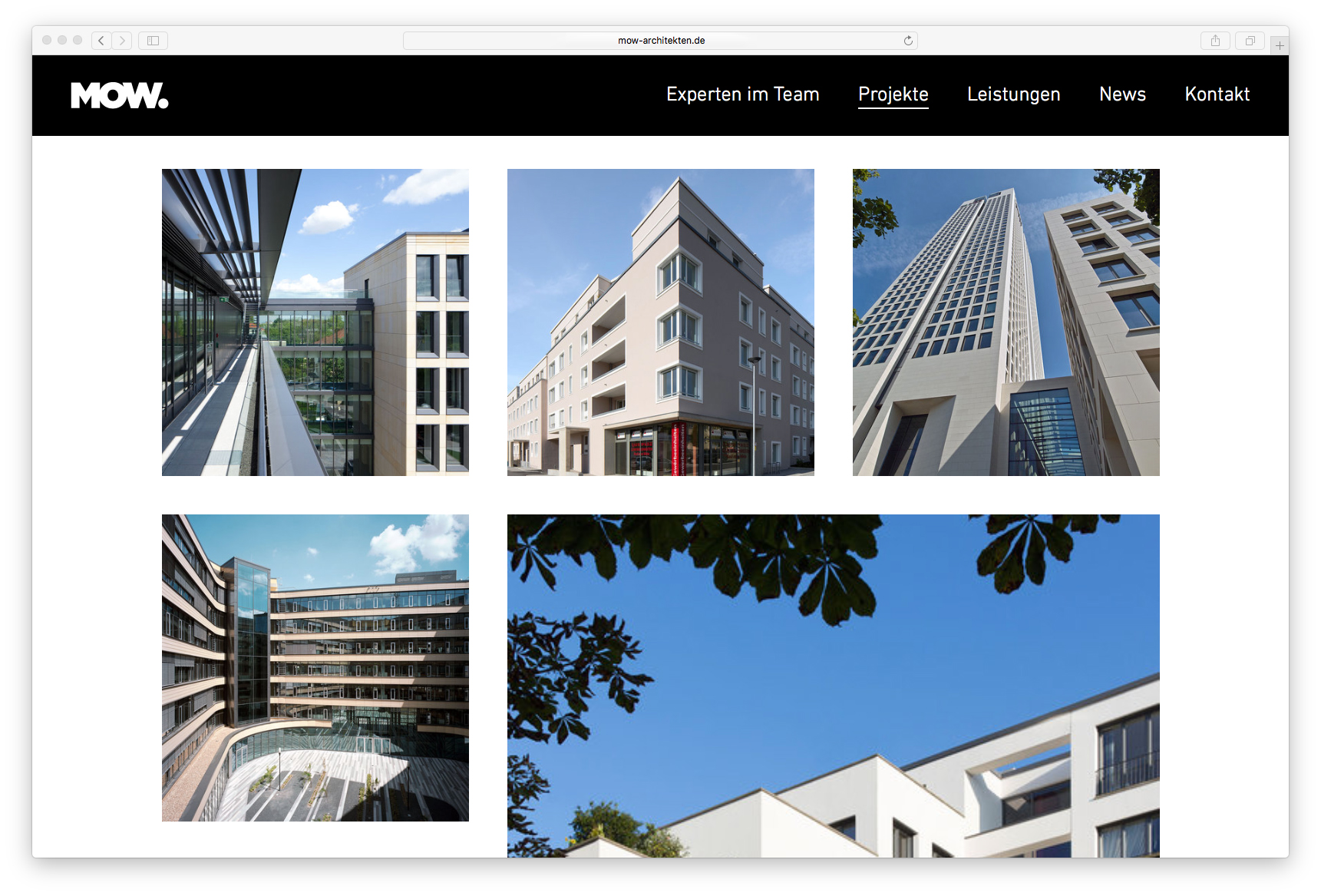 Webdesign / Screendesign - MOW Architekten Generalplaner