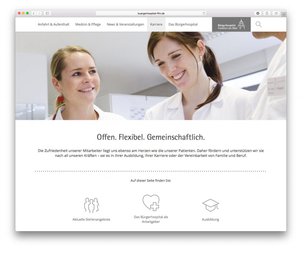 Responsive Webdesign - Bürgerhospital Frankfurt