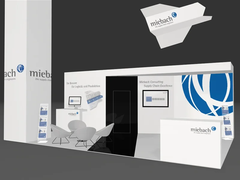 Messestand 3D Visualisierung (Brand Spaces) - LogiMAT Miebach Consulting
