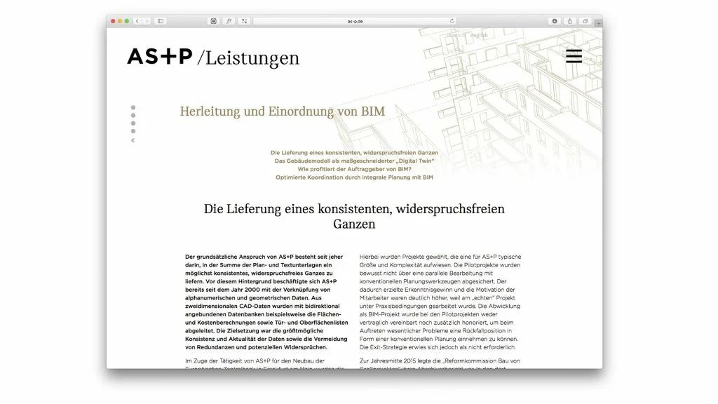 Webdesign - AS+P Albert Speer + Partner